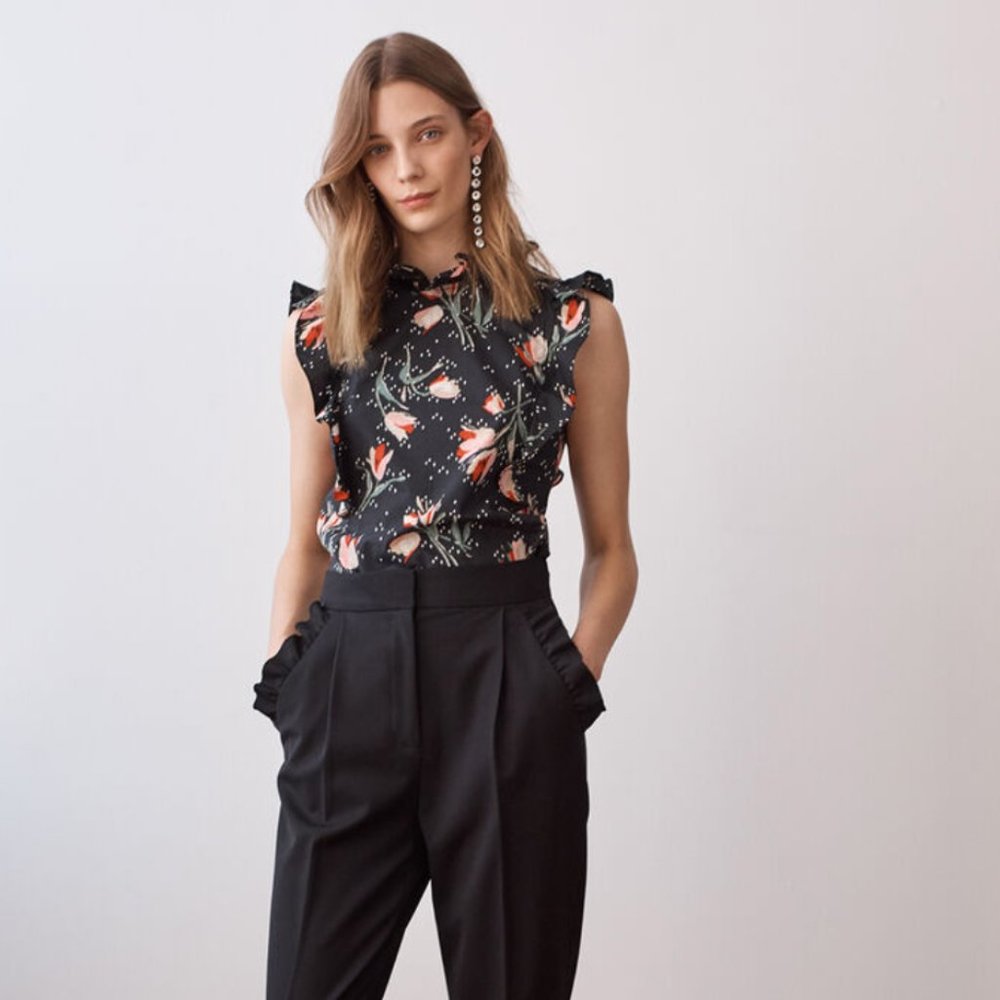 Rebecca Taylor Black Floral Blouse